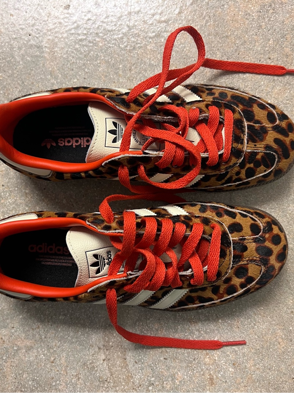 adidas Leopard Print Sneakers with Red/Orange Accents